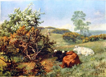Ganado Vaca Toro Painting - Paisaje de Charles Collins con ganado.